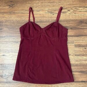 Talula Burgundy Corset Style Tank Women M Structured Bust Seam Minimalist Cotton